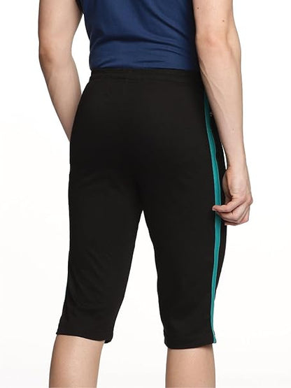 Genx Men's Athletic Capri - 100% Cotton, Sporty Design, Perfect for Sports & Everyday Wear