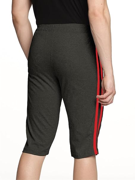 Genx Men's Athletic Capri - 100% Cotton, Sporty Design, Perfect for Sports & Everyday Wear