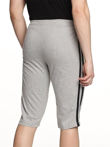 Genx Men's Athletic Capri - 100% Cotton, Sporty Design, Perfect for Sports & Everyday Wear