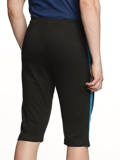 Genx Men's Athletic Capri - 100% Cotton, Sporty Design, Perfect for Sports & Everyday Wear