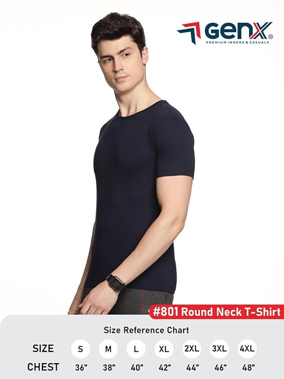 Genx Men's Essential 100% Cotton T-Shirt – Classic, Comfortable, Long-Lasting Colors