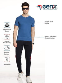 Genx Men's Essential 100% Cotton T-Shirt – Classic, Comfortable, Long-Lasting Colors