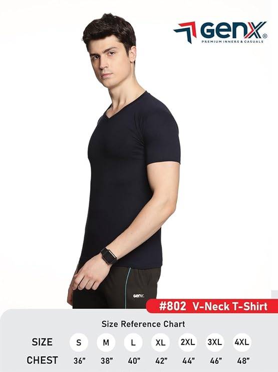 Genx Men's Essential 100% Cotton T-Shirt – Classic, Comfortable, Long-Lasting Colors