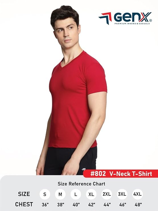 Genx Men's Essential 100% Cotton T-Shirt – Classic, Comfortable, Long-Lasting Colors