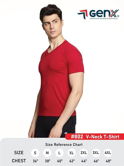 Genx Men's Essential 100% Cotton T-Shirt – Classic, Comfortable, Long-Lasting Colors