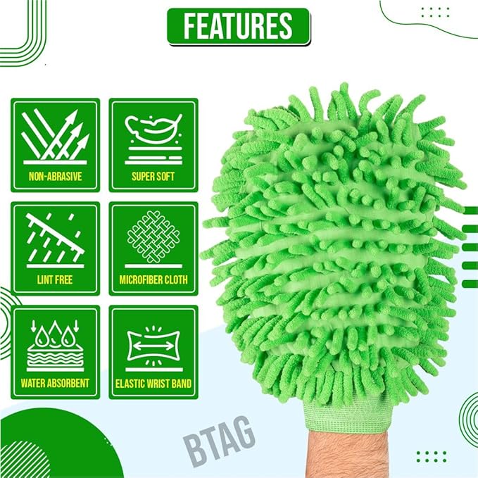 BTfash Double Sided Microfibre Wash Mitt Cleaning Gloves