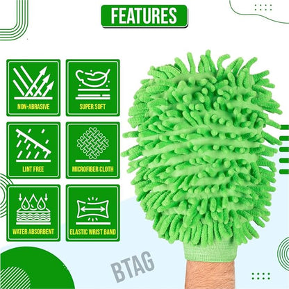 BTfash Double Sided Microfibre Wash Mitt Cleaning Gloves