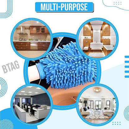 Btag Double Sided Microfibre Wash Mitt Cleaning Gloves (Pack of 2)