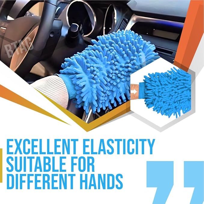 Btag Double Sided Microfibre Wash Mitt Cleaning Gloves (Pack of 2)