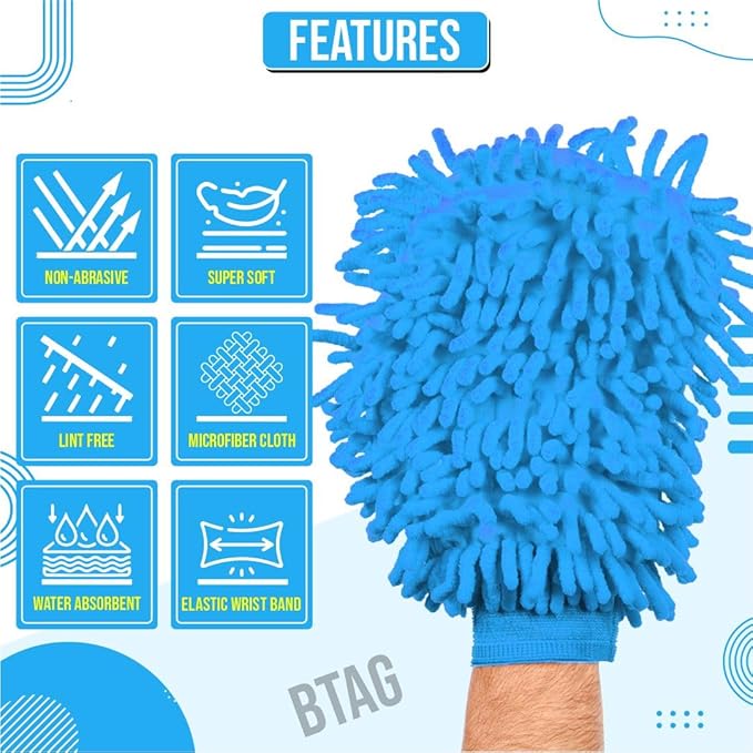 BTfash Double Sided Microfibre Wash Mitt Cleaning Gloves