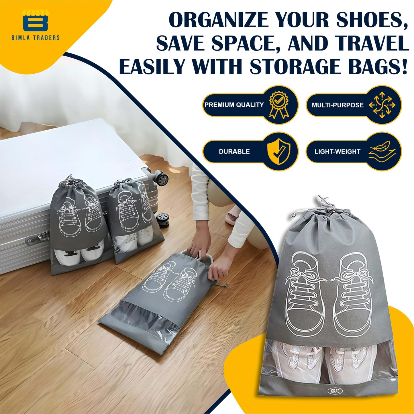 Crae Shoes Bag for Travel & Storage Organizer for Men & Women | Travel Accessories | Shoe Organizer | Shoe Cover for Travel Essentials