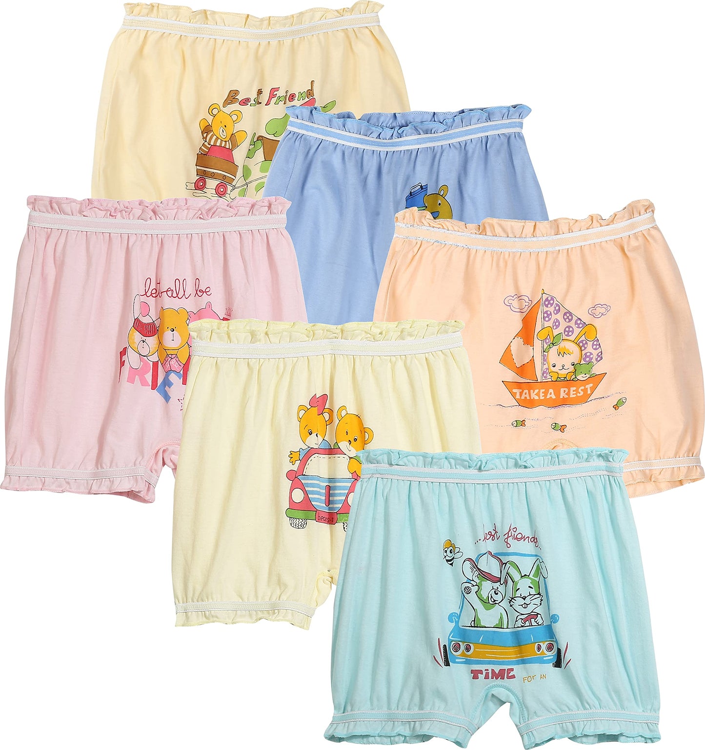 Dowin Boys and Girls 100% Cotton Bloomers(Pack of 6)