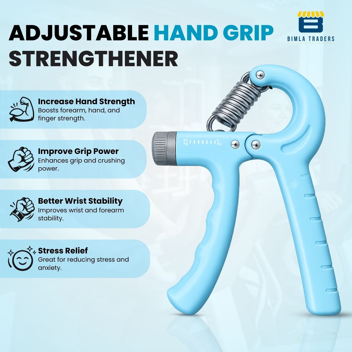 Bimla Traders Advanced Hand Grip Exerciser with Counter – Heavy-Duty 60 KG Forearm & Wrist Strength Trainer