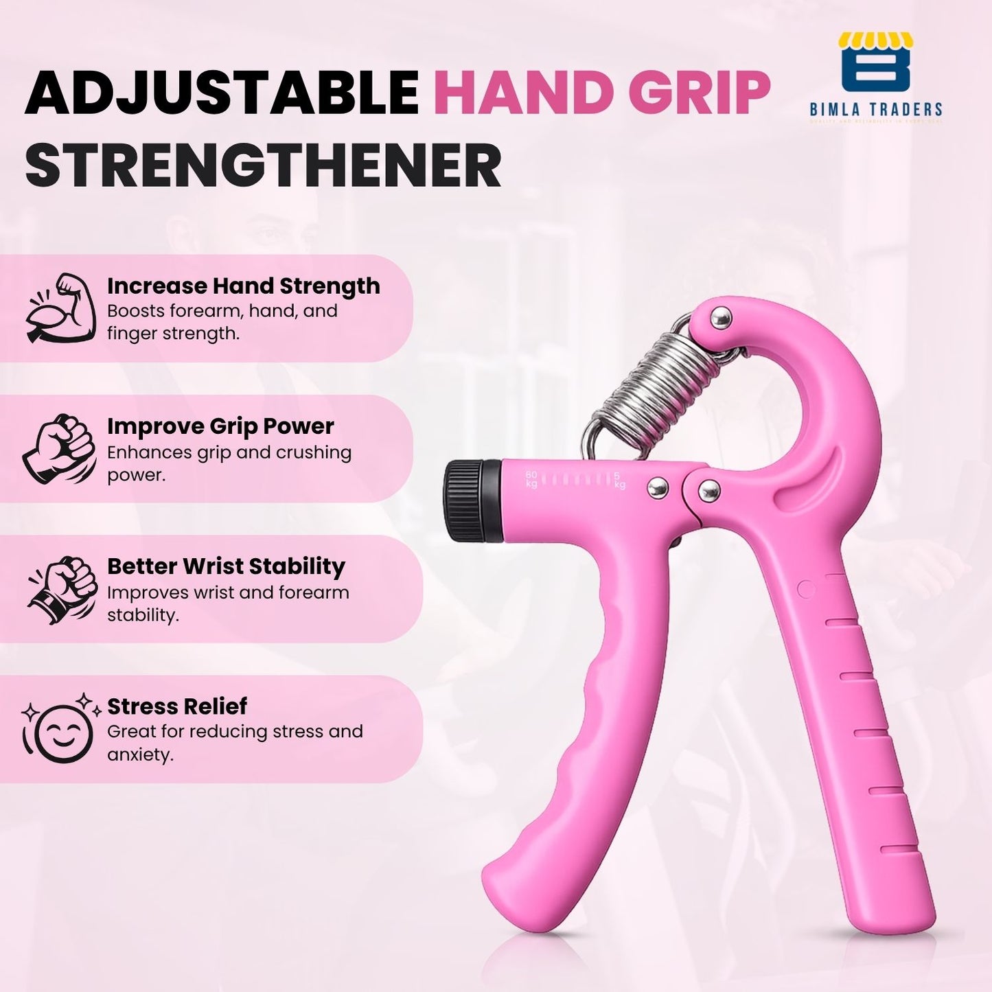 Bimla Traders Advanced Hand Grip Exerciser with Counter – Heavy-Duty 60 KG Forearm & Wrist Strength Trainer