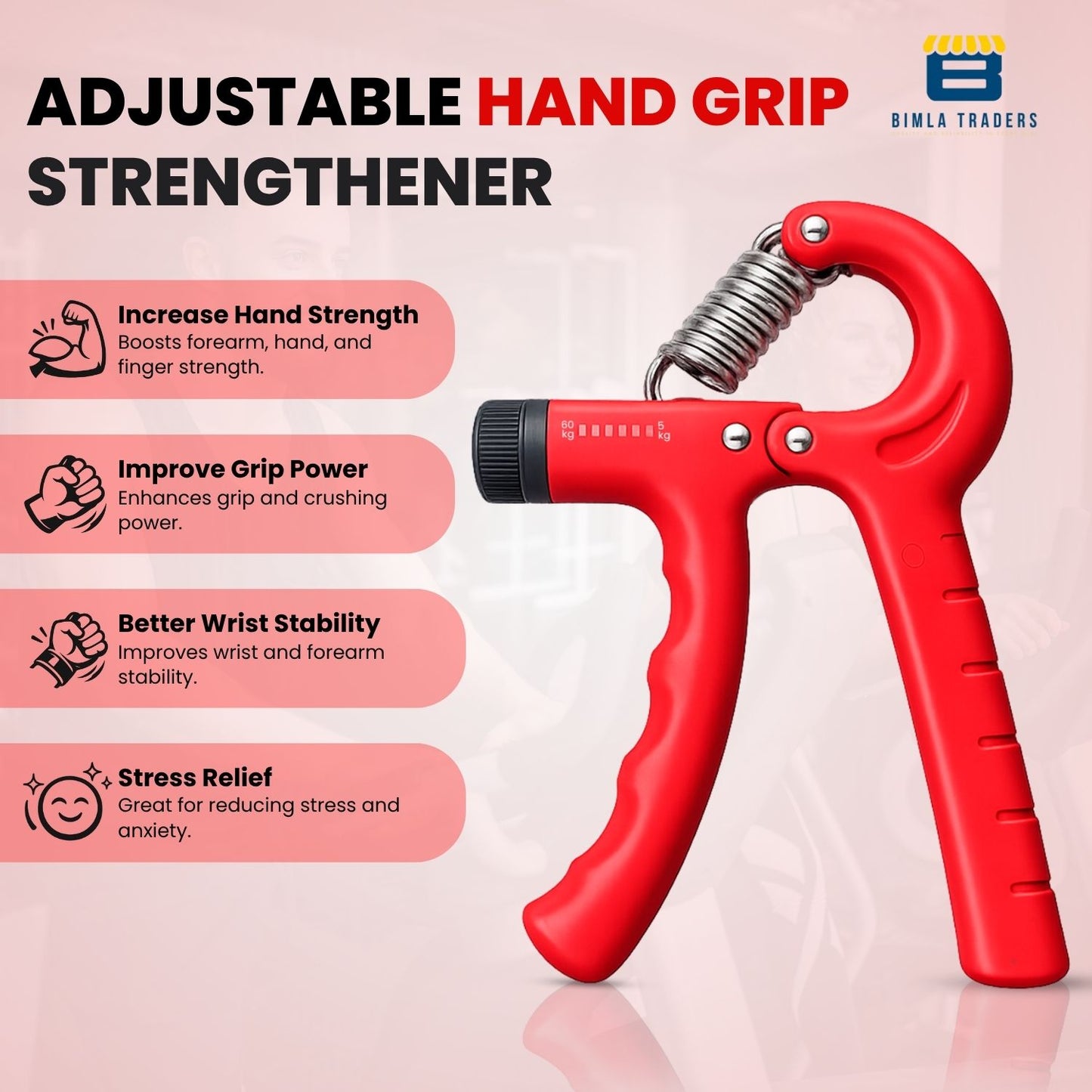 Bimla Traders Advanced Hand Grip Exerciser with Counter – Heavy-Duty 60 KG Forearm & Wrist Strength Trainer