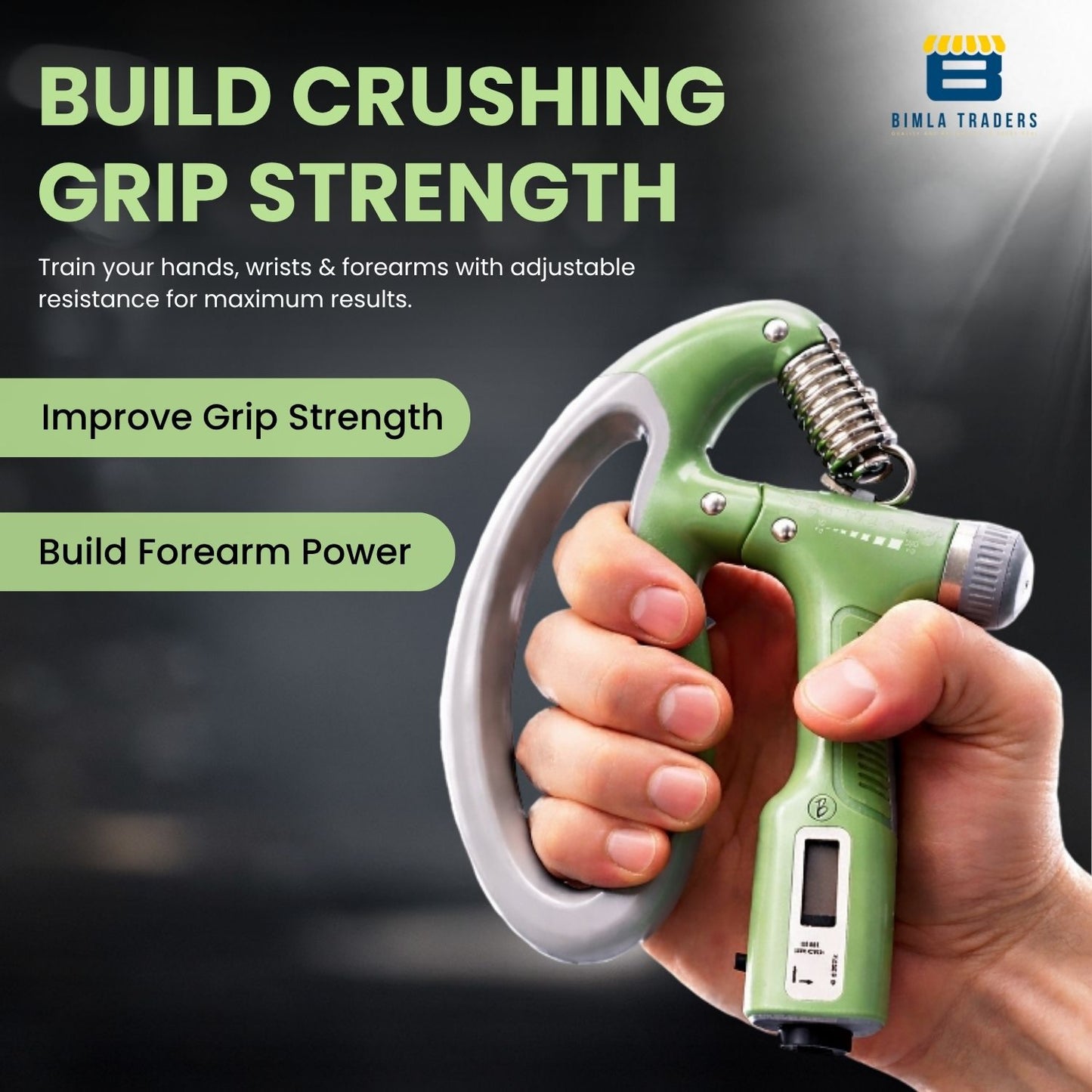 Bimla Traders Hand Gripper with Counter – Adjustable Grip Strengthener, 100 KG Capacity for Forearm, Wrist & Finger Workout Men & Women