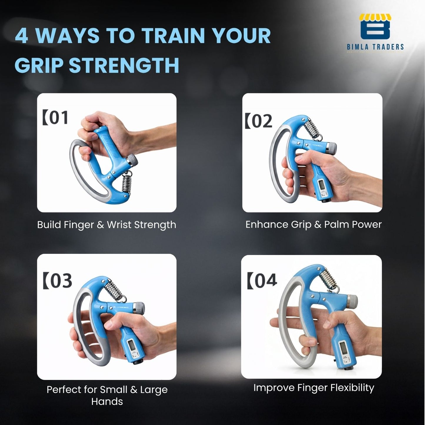 Bimla Traders Hand Gripper with Counter – Adjustable Grip Strengthener, 100 KG Capacity for Forearm, Wrist & Finger Workout Men & Women