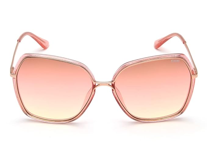 IDEE 100% UV protected sunglasses for Women | Size- Large | Shape- Butterfly | Model- IDS2767C1SG (Shiny Rose Gold-Shiny Crystal Pink with Glitter)