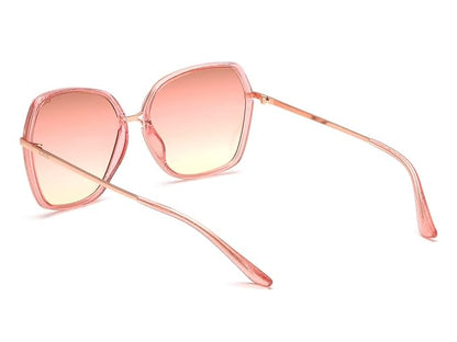 IDEE 100% UV protected sunglasses for Women | Size- Large | Shape- Butterfly | Model- IDS2767C1SG (Shiny Rose Gold-Shiny Crystal Pink with Glitter)