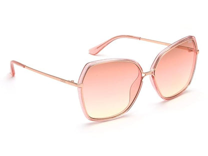 IDEE 100% UV protected sunglasses for Women | Size- Large | Shape- Butterfly | Model- IDS2767C1SG (Shiny Rose Gold-Shiny Crystal Pink with Glitter)