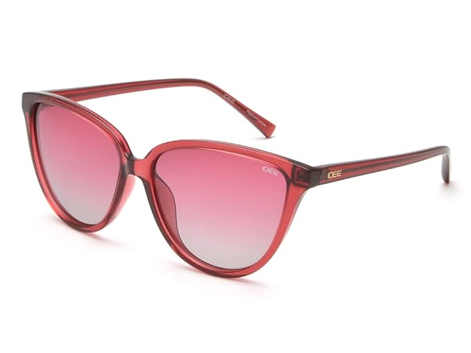 IDEE 100% UV protected sunglasses for Women | Size- Large | Shape- Cat Eye | Model- IDS2770C2PSG (Shiny Dark Crystal Red)