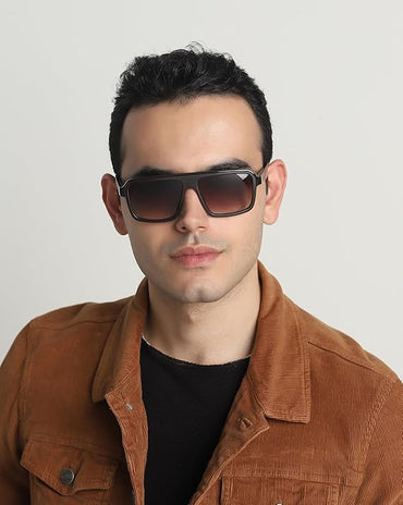 IDEE 100% UV protected sunglasses for men with Brown polycarbonate frame | Size - Large with Brown colored lens