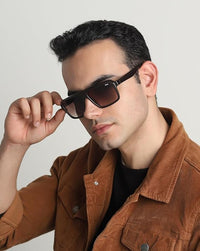 IDEE 100% UV protected sunglasses for men with Brown polycarbonate frame | Size - Large with Brown colored lens