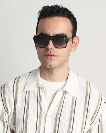 IDEE 100% UV protected sunglasses for men with Black polycarbonate frame | Size - Large with Grey colored lens