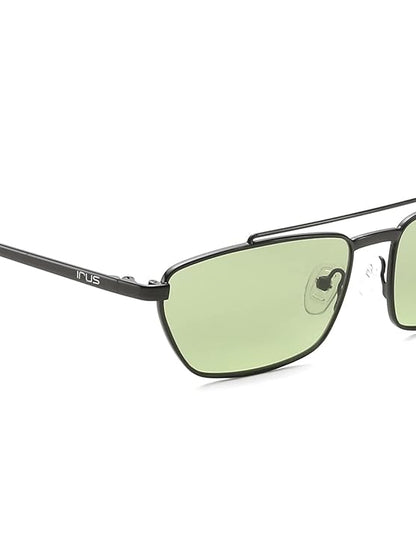 Irus Unisex UV Protected Green Alloy Metal Rectangular sunglass