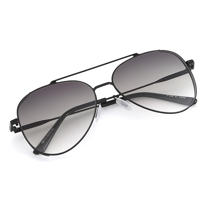 IRUS 100% UV protected sunglasses for Men | Size- Large | Shape- Aviator | Model- IRS1087C1SG (Shiny Black)