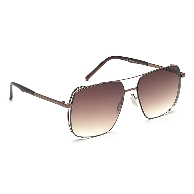 IRUS Men's UV Protected Brown Alloy Metal Square sunglass