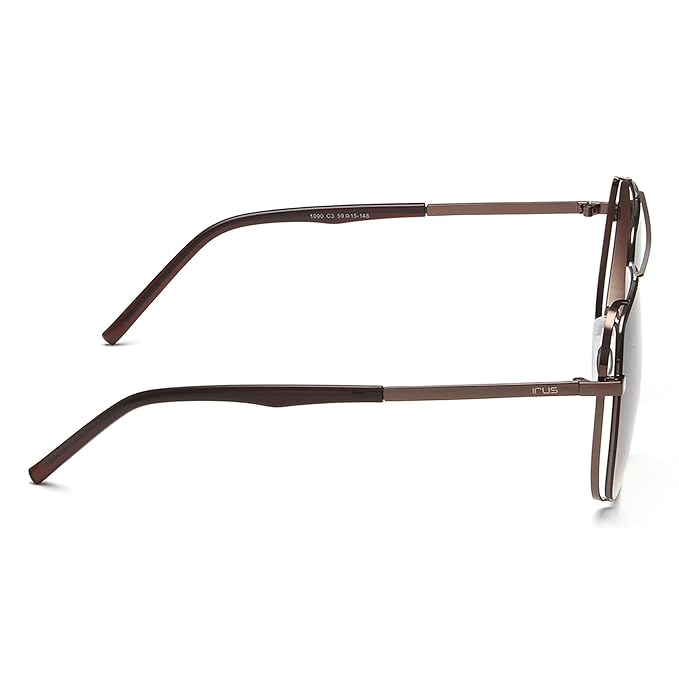 IRUS Men's UV Protected Brown Alloy Metal Square sunglass