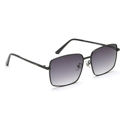 IRUS Smoke Gradient Lens Rectangular Sunglass Full Rim Shiny Black Frame With 100% Uv Protection - Irs1091C1Sg