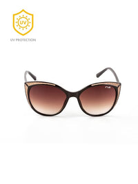 IRUS 100% UV protected sunglasses for Women | Size- Medium | Shape- Cat Eye | Model- IRS1094C2SG (Black)
