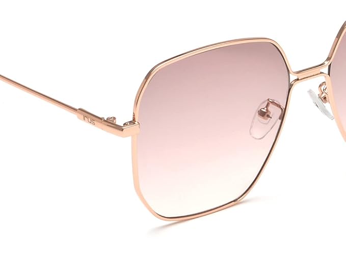 IRUS 100% UV protected sunglasses for Women | Size- Large | Shape- Square | Model- IRS1138C3SG (Shiny Light Gold)