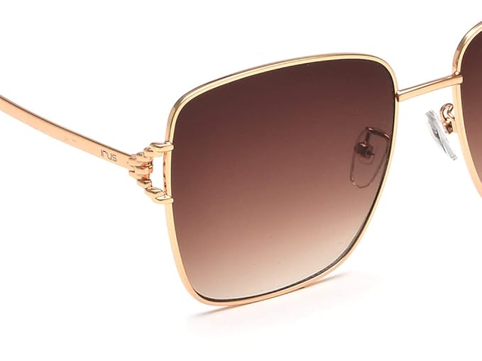 IRUS IRUS 100% UV protected sunglasses for Women | Size- Large | Shape- Square | Model- IRS1140C2SG (Shiny Gold)