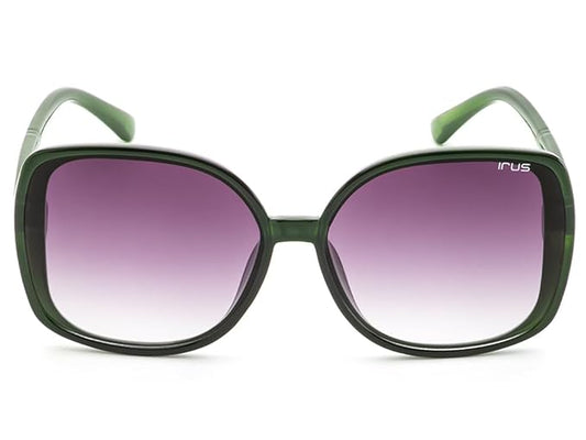 IRUS 100% UV protected sunglasses for Women | Size- Large | Shape- Square | Model- IRS1213C4SG (Green)