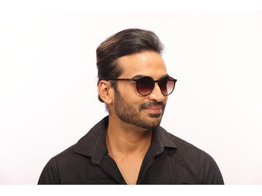 IRUS Uv Protected Sunglasses For Men | Size- Small | Shape- Round | Model- Irs1226C2Sg, Brown