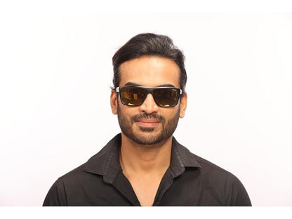 IRUS 100% UV protected sunglasses for Men | Size- Large | Shape- Square | Model- IRS1229C1SG (Black)