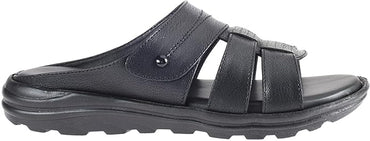 Khadim's Men Synthetic Solid Black Sandal