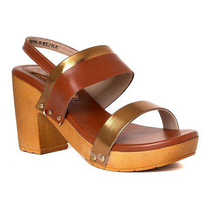 Khadim's Cleo Brown High Heel Block Slingback Sandal for Women (2783583)