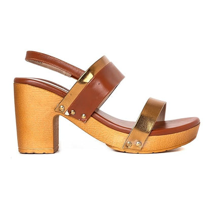 Khadim's Cleo Brown High Heel Block Slingback Sandal for Women (2783583)