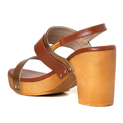 Khadim's Cleo Brown High Heel Block Slingback Sandal for Women (2783583)