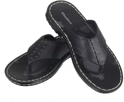 Khadim's Men Solid Black Slippers