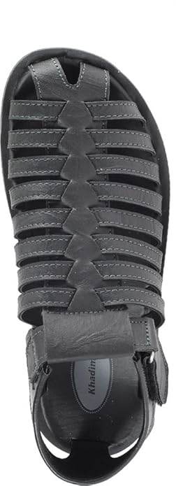 Khadim's Men Solid Black Synthetic Sandal