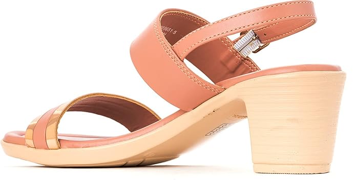 Khadim's Fashionable heels sandal casual golden strap for womens pink