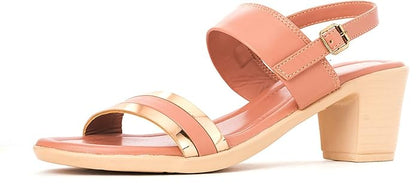 Khadim's Fashionable heels sandal casual golden strap for womens pink