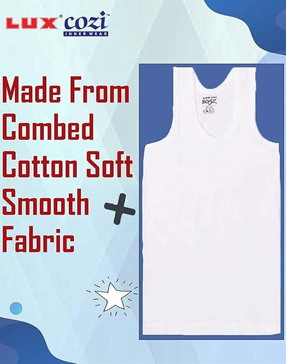 Lux Cozi Sleeveless Cotton Vest for Kids Boys (Pack of 10)