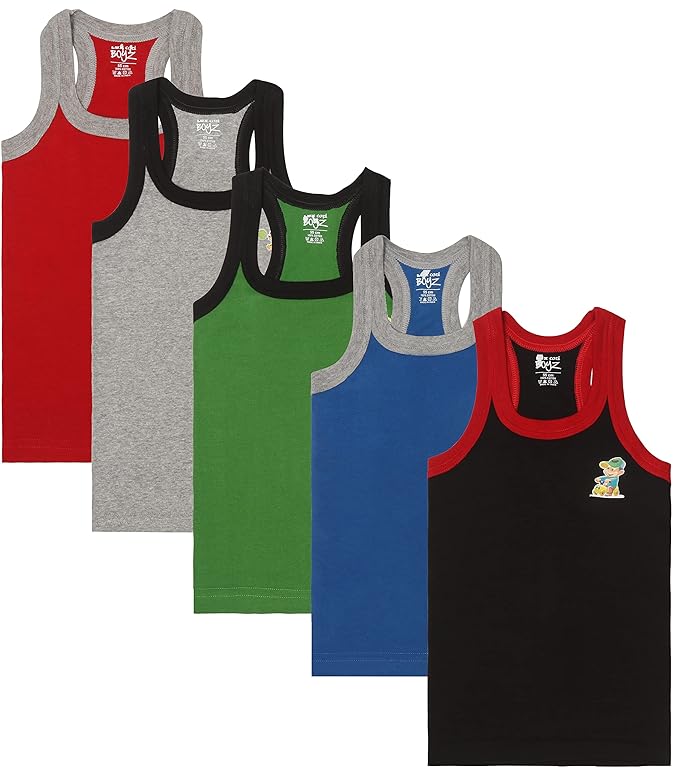 Lux Cozi Sleeveless Cotton Vest for Kids Boys(Pack of 5)