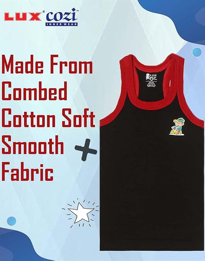 Lux Cozi Sleeveless Cotton Vest for Kids Boys (Pack of 10)